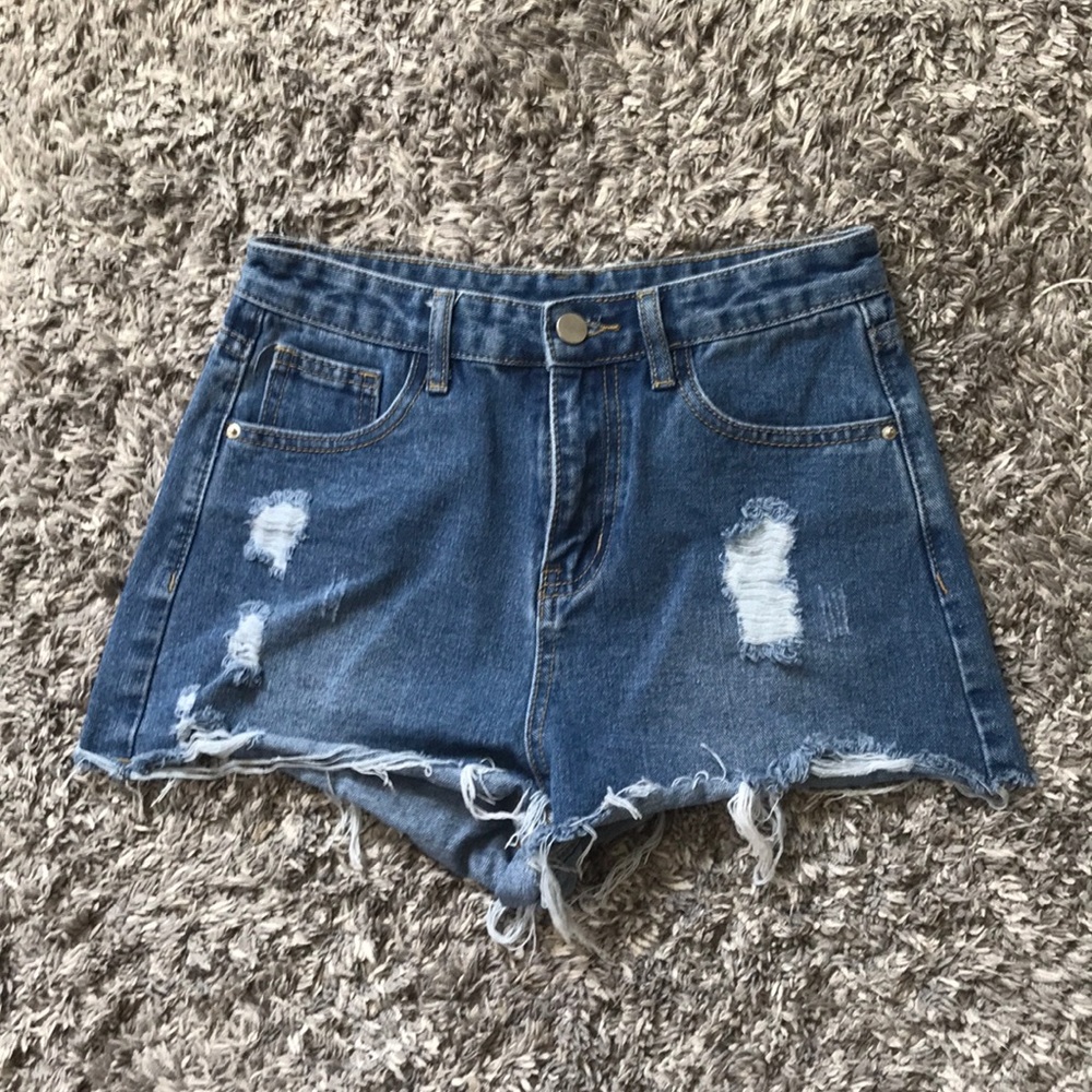 Custom butterfly embroidered shorts